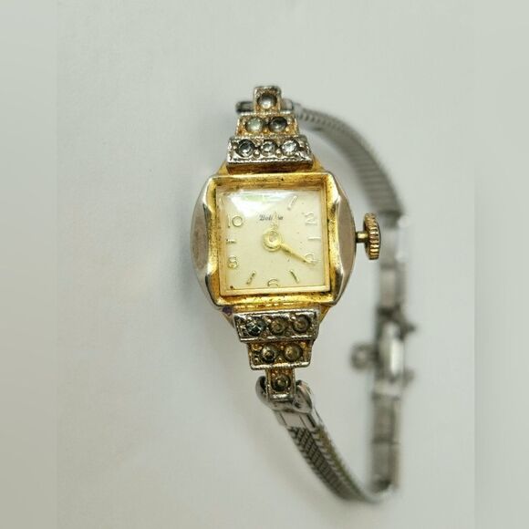 Vintage Bolivia gold silver rhinestone watch main image 8
